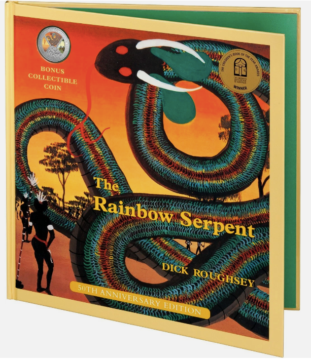 50TH ANNIVERSARY OF THE RAINBOW SERPENT SPECIAL EDITION BOOK 2025 20C COLOURED UNCIRCULATED COIN