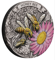 Honey Bee 2025 2oz Silver Antiqued Coloured Coin