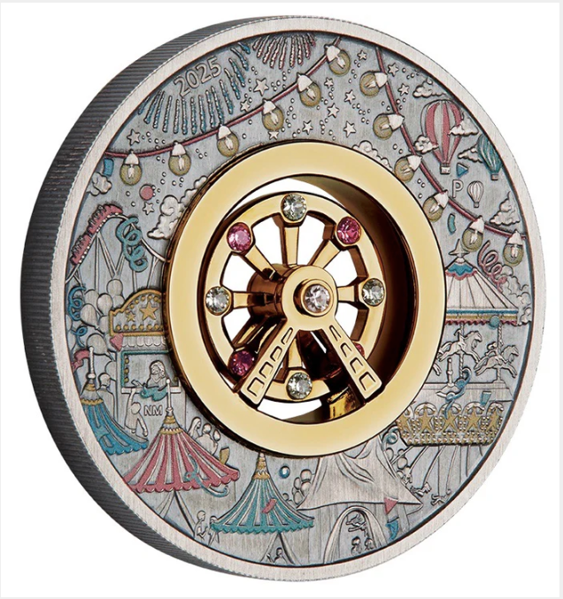 Ferris Wheel 2025 2oz Silver Antiqued Coin