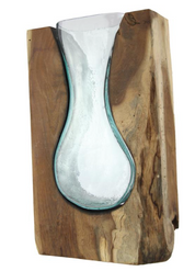 Glass Vase 30cm Mounted Driftwood