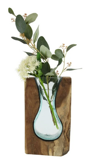 Glass Vase 30cm Mounted Driftwood
