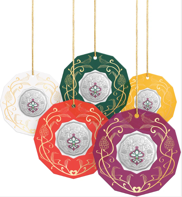 Christmas Festive Florals 2025 Coloured 50c Uncirculated Coin Gold