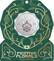 Christmas Festive Florals 2025 Coloured 50c Uncirculated Coin Green