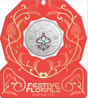 Christmas Festive Florals 2025 50c Coloured Uncirculated Coin Red