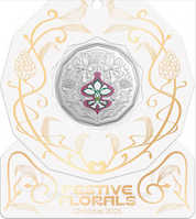 Christmas Festive Florals 2025 50c Coloured Uncirculated Coin White