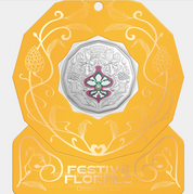 Christmas Festive Florals 2025 Coloured 50c Uncirculated Coin Gold