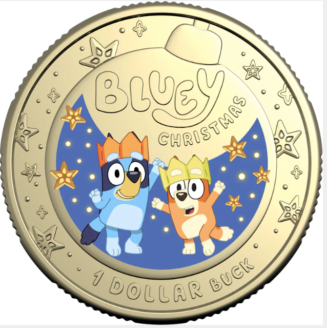BLUEY CHRISTMAS 2025 $1 COLOURED UNCIRCULATED COIN