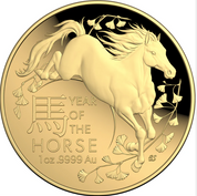 ROYAL AUSTRALIAN MINT LUNAR SERIES YEAR OF THE HORSE 2026 $100 1OZ GOLD PROOF DOMED COIN