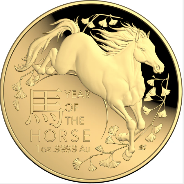 ROYAL AUSTRALIAN MINT LUNAR SERIES YEAR OF THE HORSE 2026 $100 1OZ GOLD PROOF DOMED COIN