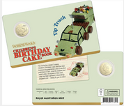 AWW BIRTHDAY CAKE TIP TRUCK 2025 $1 UNCIRCULATED COIN IN CARD