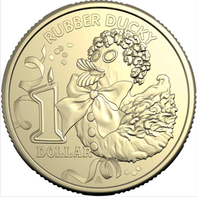 AWW BIRTHDAY CAKE RUBBER DUCKY 2025 $1 UNCIRCULATED COIN IN CARD