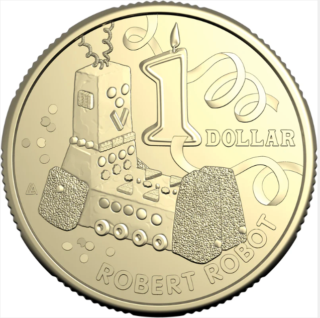 AWW BIRTHDAY CAKE ROBERT ROBOT 2025 $1 UNCIRCULATED COIN IN CARD