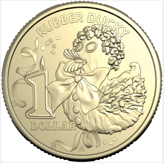 AWW BIRTHDAY CAKE RUBBER DUCKY 2025 $1 UNCIRCULATED COIN IN CARD