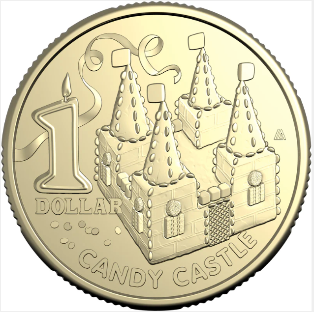 AWW BIRTHDAY CAKE CANDY CASTLE 2025 $1 UNCIRCULATED COIN IN CARD