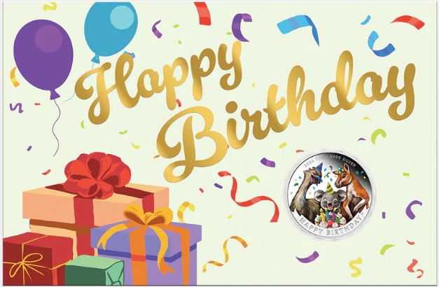 Happy Birthday 2026 1/2oz Silver Proof Coloured Coin In Card