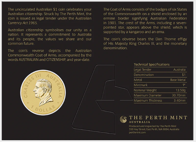 Australian Citizenship $1 Uncirculated Coin