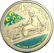 Winter Paralympics 2026 $1 Coloured Uncirculated Ski Coin