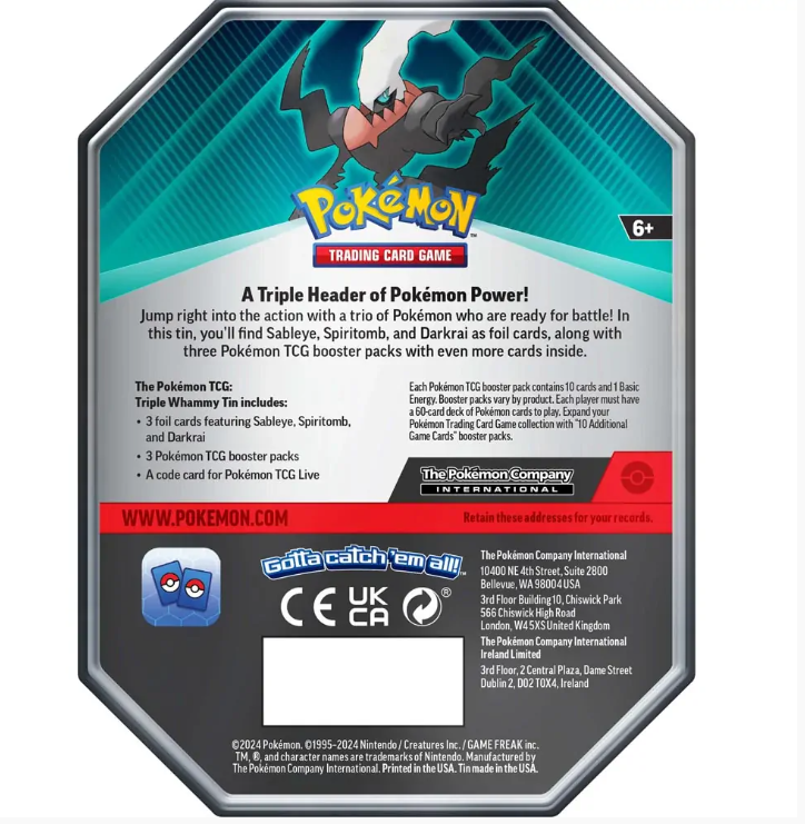 Pokemon Triple Whammy Collector Tin Set