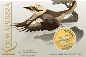 Australian Kookaburra Perth Stamp And Coin Show 2026 1oz Silver Gold-plated Coin In Card