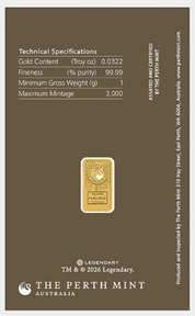 Dune 2026 1g Gold Coloured Minted Bar