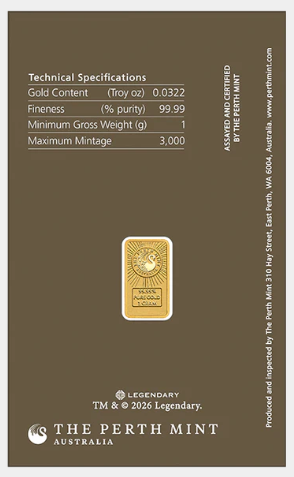 Dune 2026 1g Gold Coloured Minted Bar