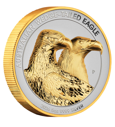 Australian Wedge-tailed Eagle 2026 5oz Silver Enhanced Reverse Proof Ultra High Relief Gilded Coin