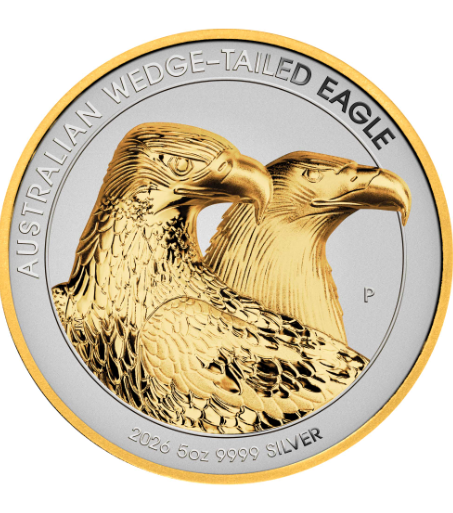 Australian Wedge-tailed Eagle 2026 5oz Silver Enhanced Reverse Proof Ultra High Relief Gilded Coin