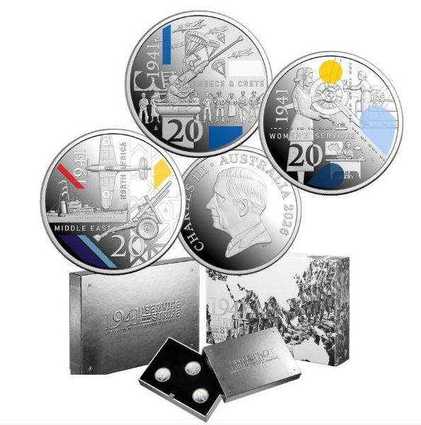 World War II 2026 Coin Set 3 20 Cent Silver Coloured Proof
