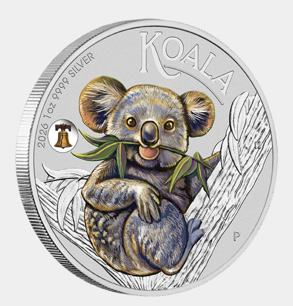 ANA Coin Show Special 2026 Koala 1oz Silver Coloured Coin With Liberty Bell Privy