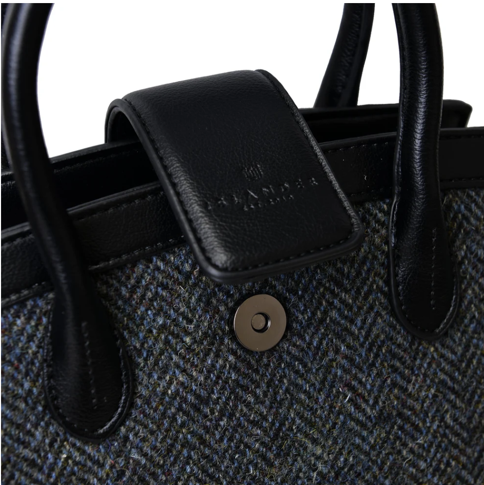 Islander Mini Tiree Tote Black Grey Herringbone