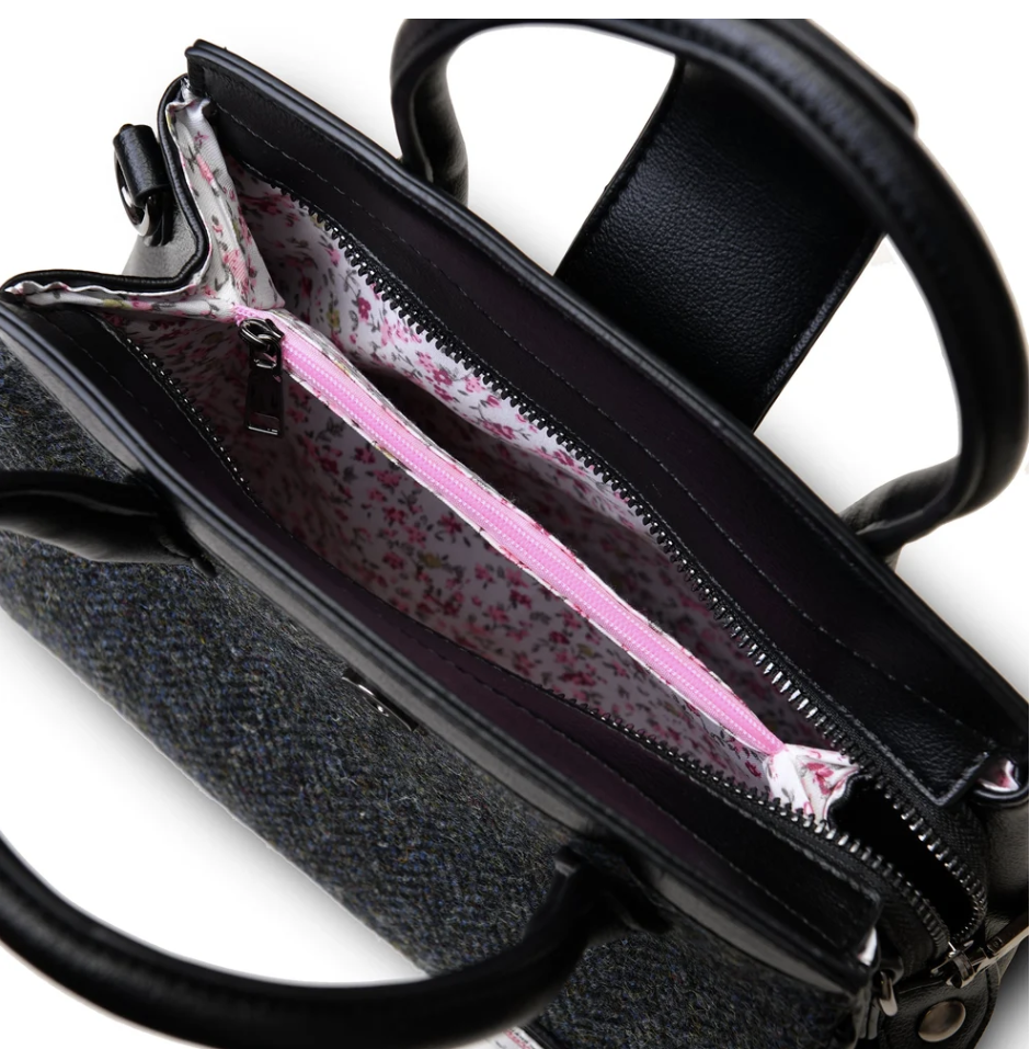 Islander Mini Tiree Tote Black Grey Herringbone