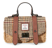 Islander Mini Straw Satchel Beige Dog-tooth