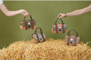 Islander Mini Straw Satchel Beige Dog-tooth