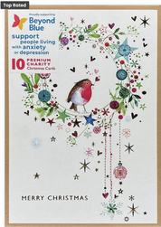 Christmas Boxed Cards Children's Cancer Robin Wreath