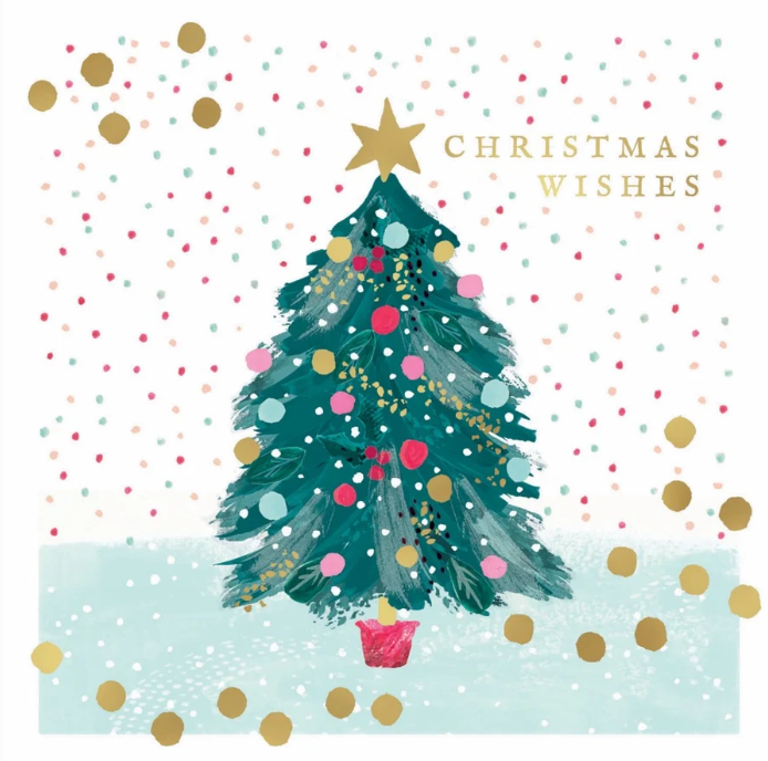Christmas Boxed Cards Dementia Australia Trees Gold Dotty