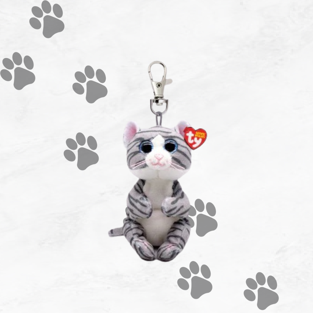 Ty Beanie Bellies Clip Ons: Mitzi The Grey Tabby Cat